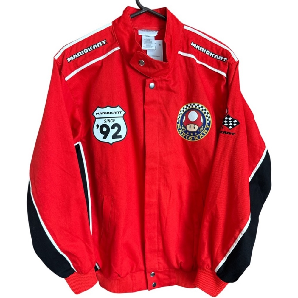 Official Nintendo Mario Kart Red and Black Canvas Racing Jacket Unisex Small